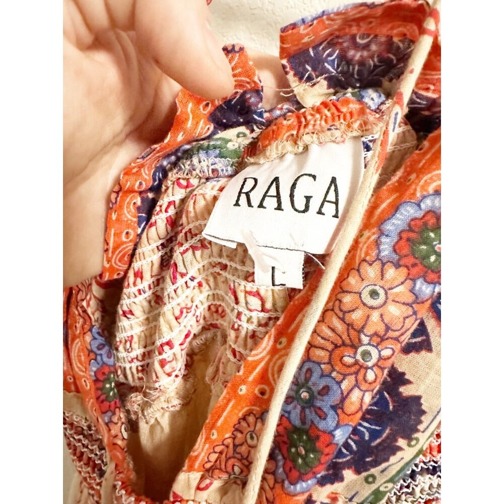 Raga Anthropologie Manisha Maxi Halter Dress V Neck‎ Tiered Ruffle Tassel Large - Picture 6 of 7